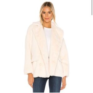 Free People Cream Faux Fur Coat